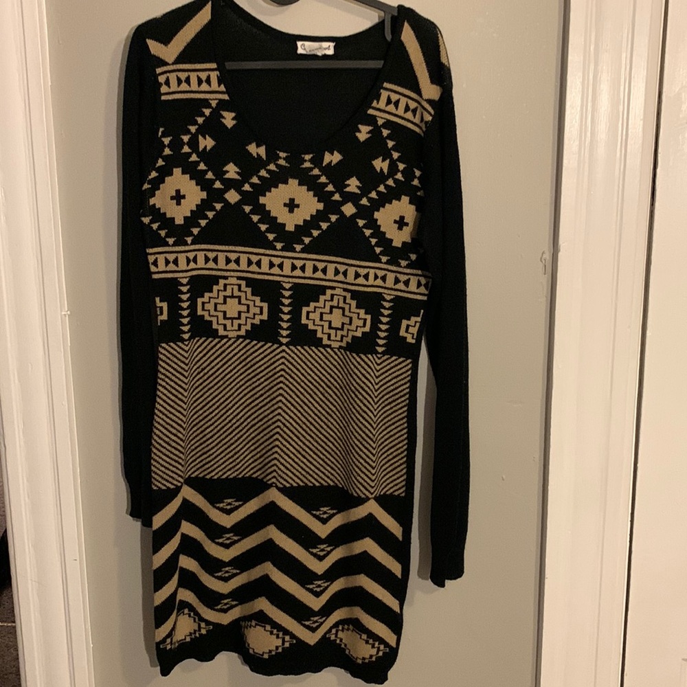 Aztec Sweater Dress - 1X Caren Sport